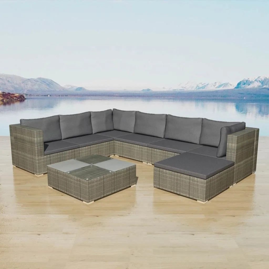 

Garden Sofa Set 24 Pieces Poly Rattan Gray