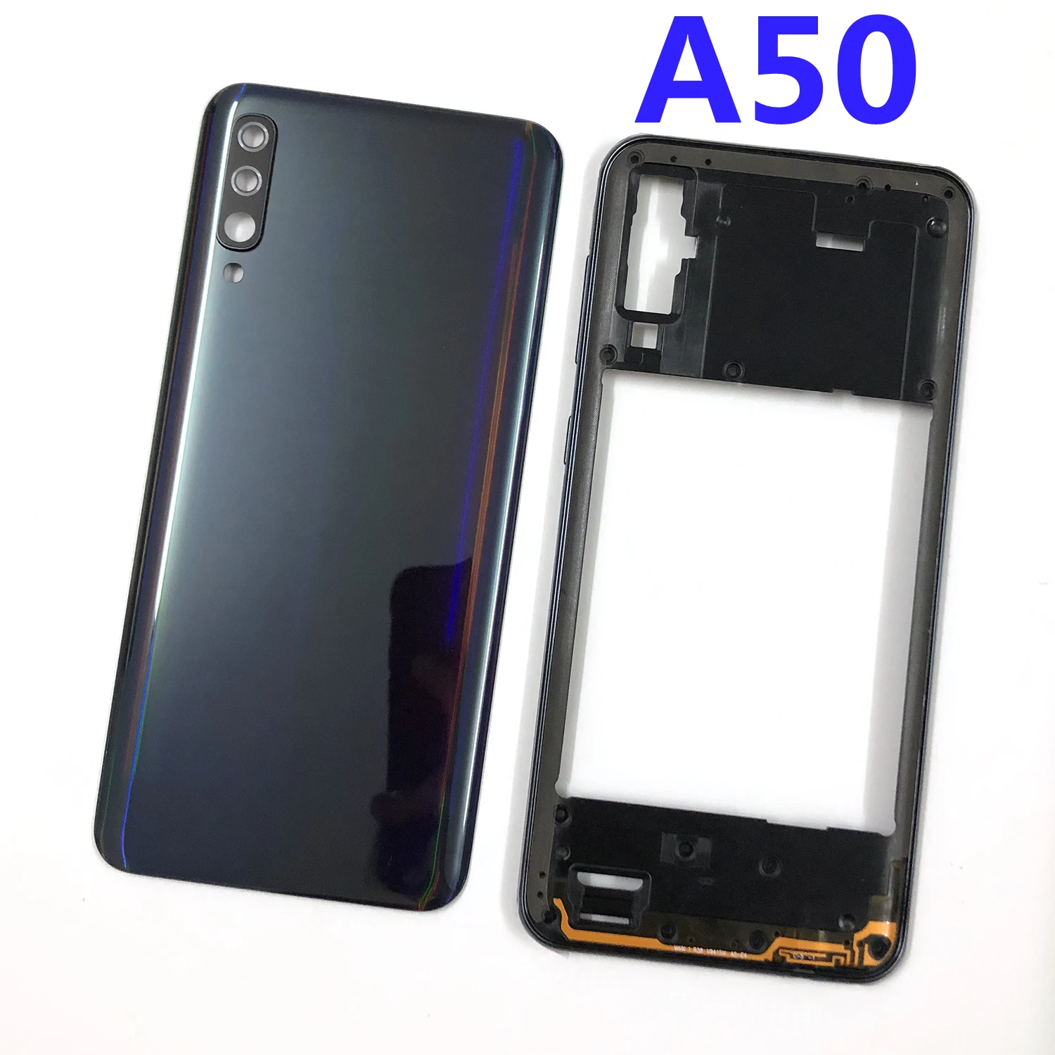 

For Samsung Galaxy A50 2019 A505 A505F A505DS Phone Housing Middle Frame Battery Cover Back Case Panel Rear Door+Sticker+Logo