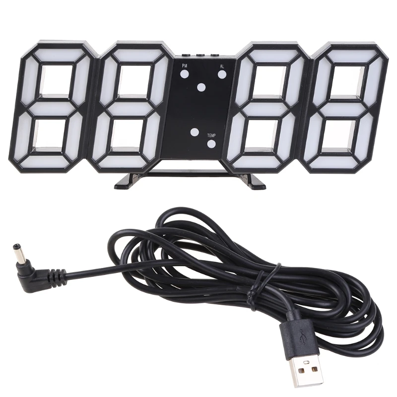 3D светодиодный цифровой будильник светящийся ночной режим регулируемая яркость