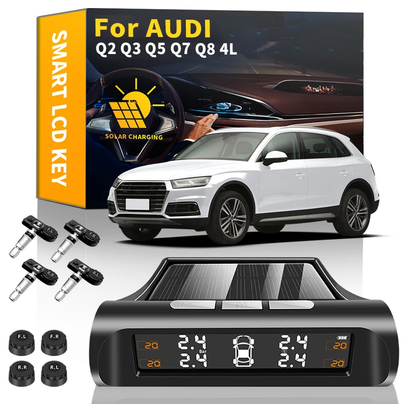 

Автомобильная TPMS, телефон с солнечной батареей, цифровой ЖК-дисплей для Audi Q2 Q3 Q5 Q7 Q8 4L, автомобильные системы охранной сигнализации