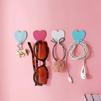1pcs love heart wall hooks clothes towel mask hanger stainless steel bathroom kitchen hook door keys organizer holder home decor