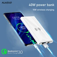 alasuo wireless charger power bank 20000mah fast charge portable charger powerbank for smartphone external battery rechargeable