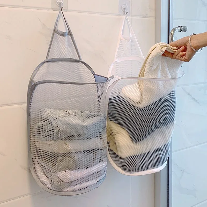

Foldable Pop-Up Laundry Hamper Dirty Clothes Bag Large Capacity Sundries Toys Organizer Storage Net Foldable Bath Supplies