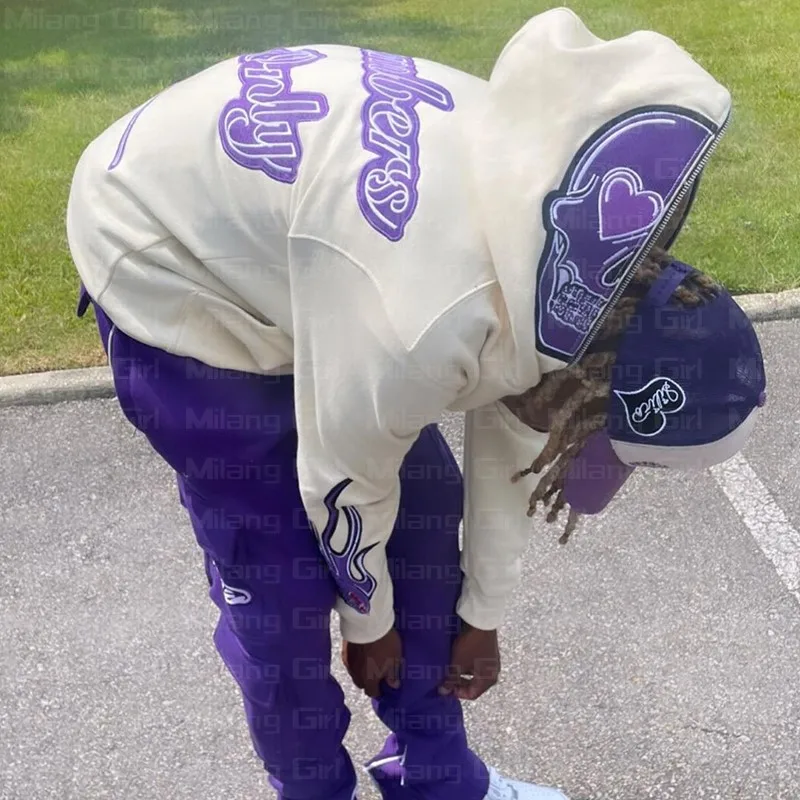 

Длинный спортивный пуловер большого размера в готическом стиле, Свитшот в стиле панк, худи на молнии с принтом скелета, мужские толстовки с ...