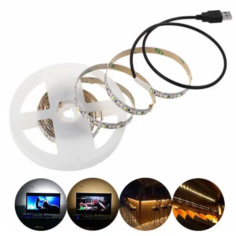 Светодиодная лента SMD2835 5 м LED полоска с теплым синим светом питание от USB 10 15 20 Tira
