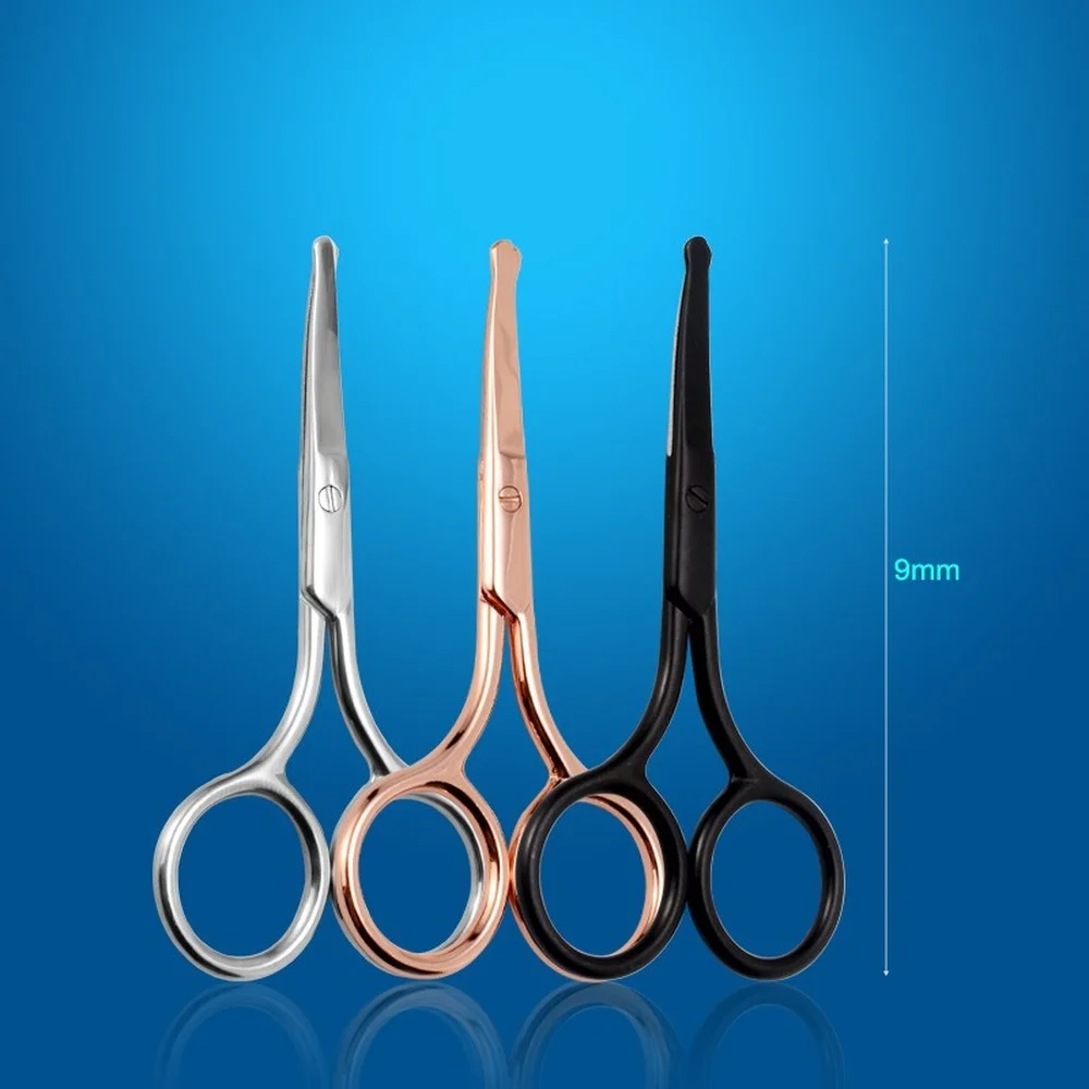 

Facial Hair Scissors Rounded Professional Stainless Steel Mustache Nose Hair Beard Eyebrows Eyelashes Trimming Clippers