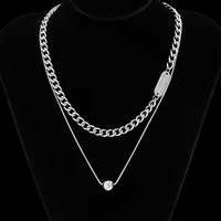 kunjoe hip hop punk stainless steel chain necklace for men women multilayer steel bead pendant necklace unisex jewelry neck gift