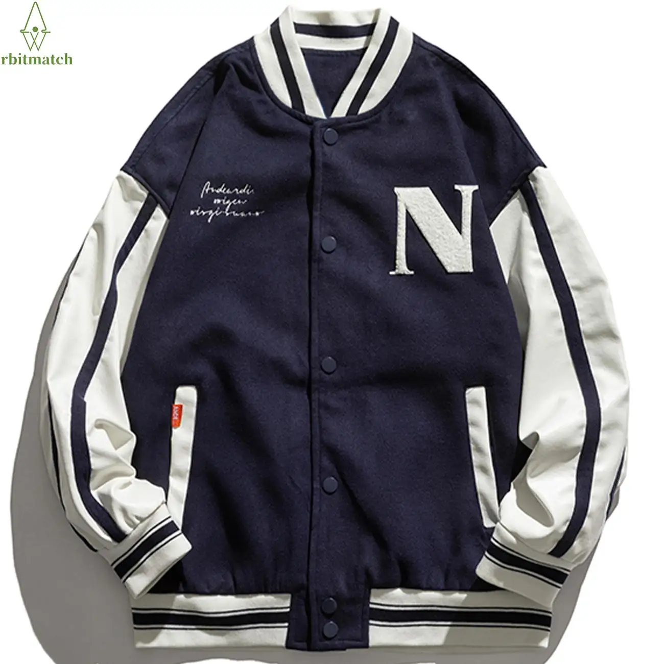 

Arbitma Streetwear Baseball Jacket Men Hip Hop Letter Flocking Patchwork Varsity Jacket Outwear 2021 Autumn Coat Bomber Jacket
