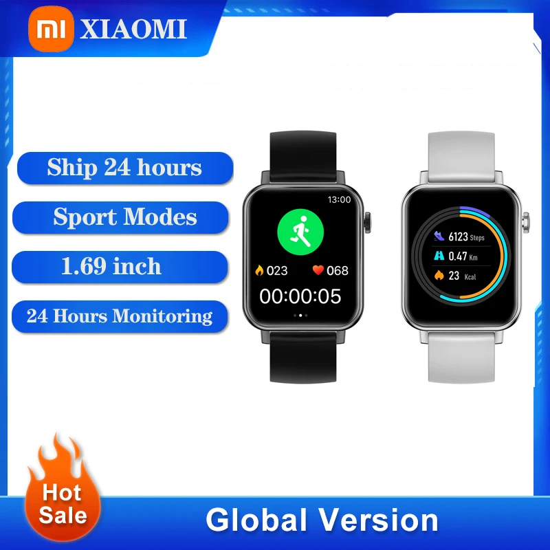 

Xiaomi Smart Watch Women Men 1.69 Inch Full Touch Screen Bluetooth Call Heart Rate Blood Pressure SmartWatch Men for Android IOS