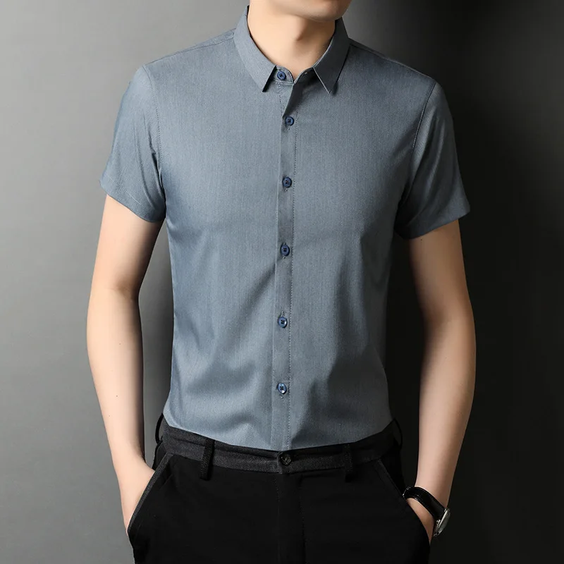 

Мужская летняя рубашка с отложным воротником, деловой Молодежный топ