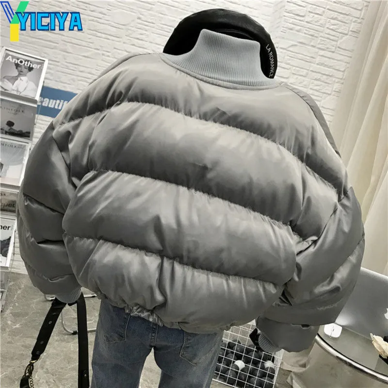 YICIYA Winter Parkas Woman 2023 Short High Waist Jackets Women's Bread Coat Jacket Autumn High Street Solid Long Sleeve Jackets