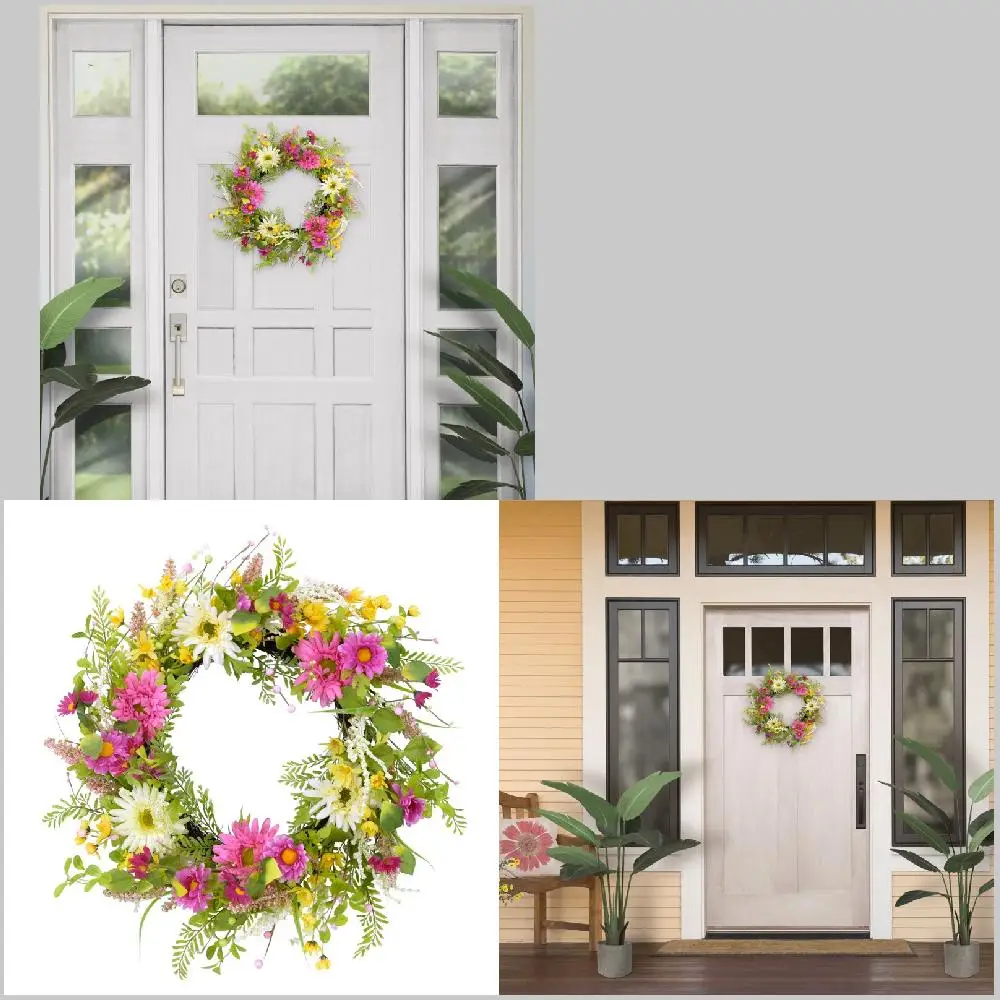 

Unique Multicolor Artificial Spring Chrysanthemum Floral Door Wreath: Create a Joyful Welcome for Guests with This Cheerful Deco