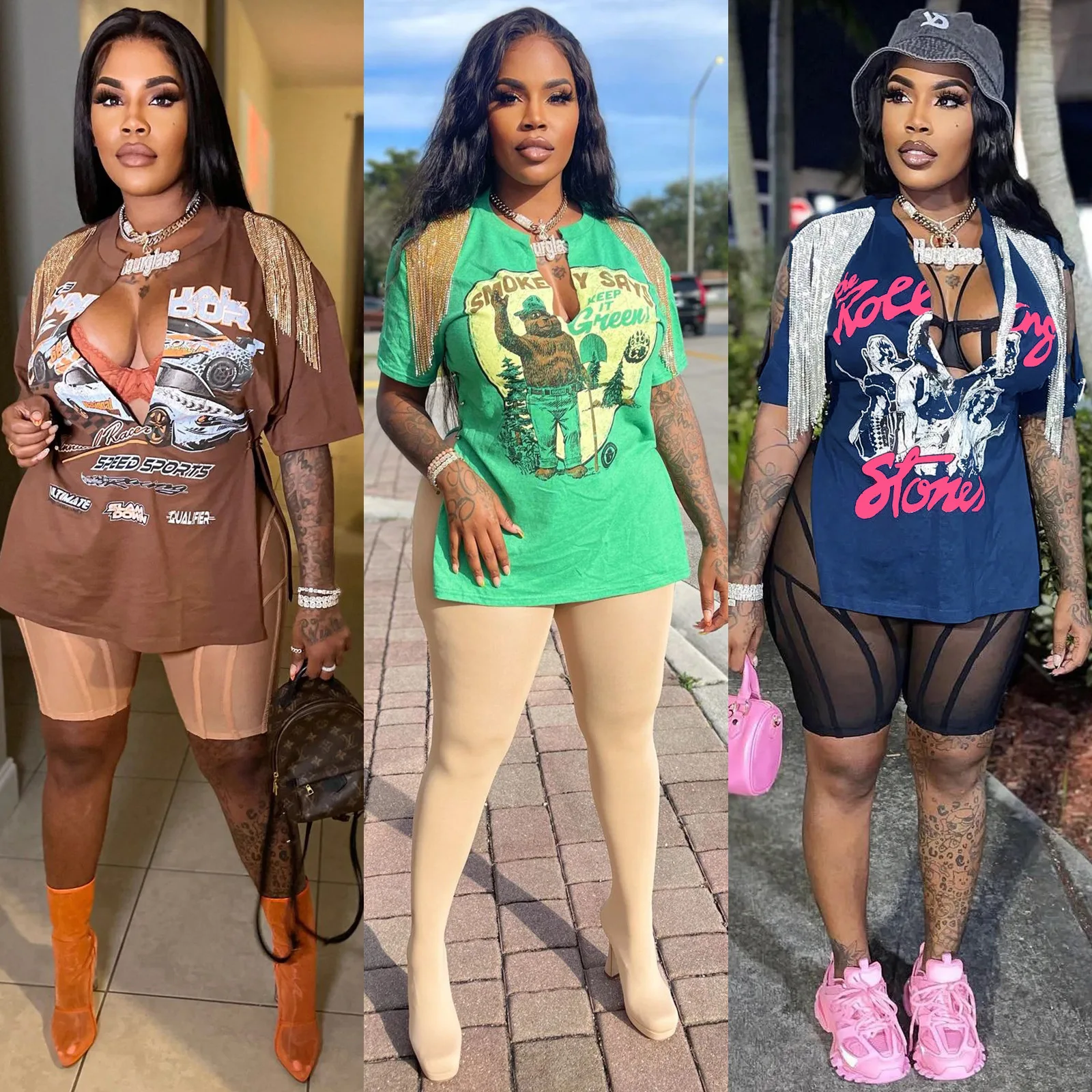 

Женская футболка с бахромой, топы с принтом, V-образным вырезом и коротким рукавом, Y2K, топ для танцев в стиле панк, футболка для вечеринки, Пов...