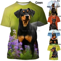 summer new fashion doberman 3d printing t shirt mens and womens casual short sleeved dog shirt tops