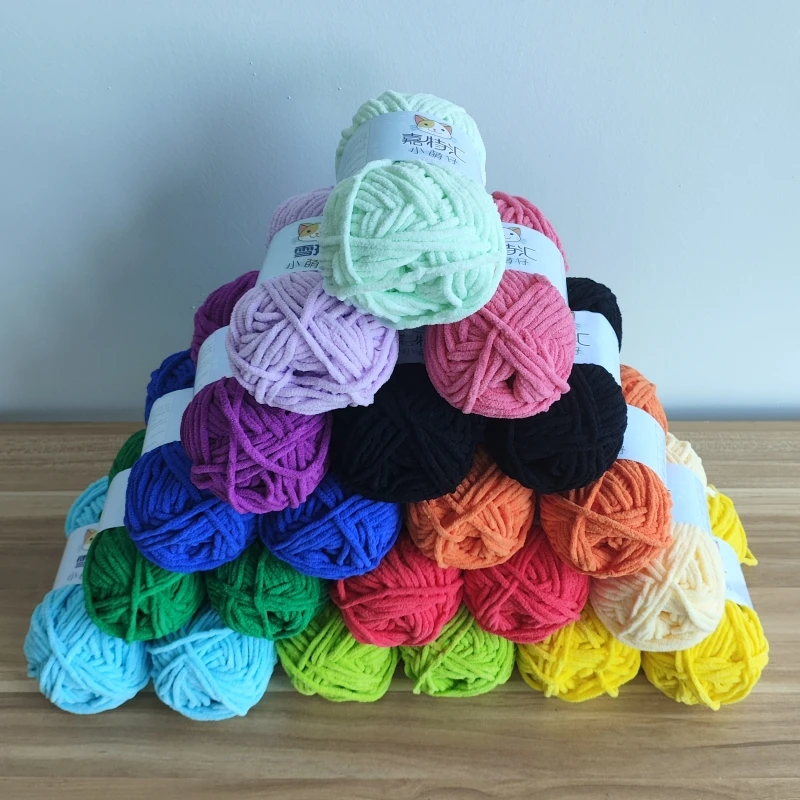 

50g/PC Velvet Handmade Yarn For DIY Knitting Soft Wool Line Thickness Chenille Crochet Thread Knit Wol Baby Hat Scarf Wholesale