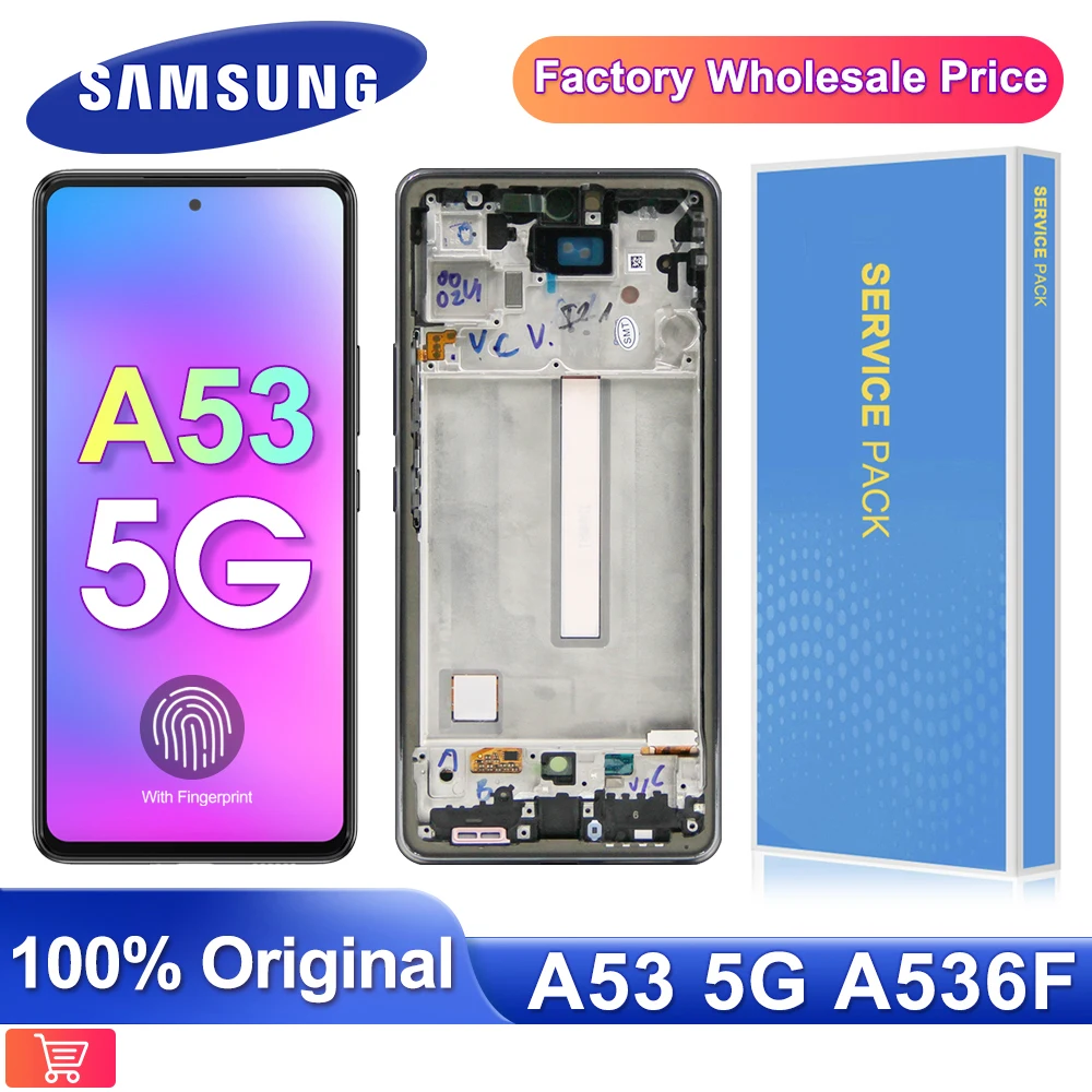 

Оригинальный Super AMOLED дисплей 6,5 дюйма для SAMSUNG Galaxy A53, зеркальный ЖК-дисплей, сменный сенсорный экран для зеркальных, фотоэлементов, фотоэлеме...