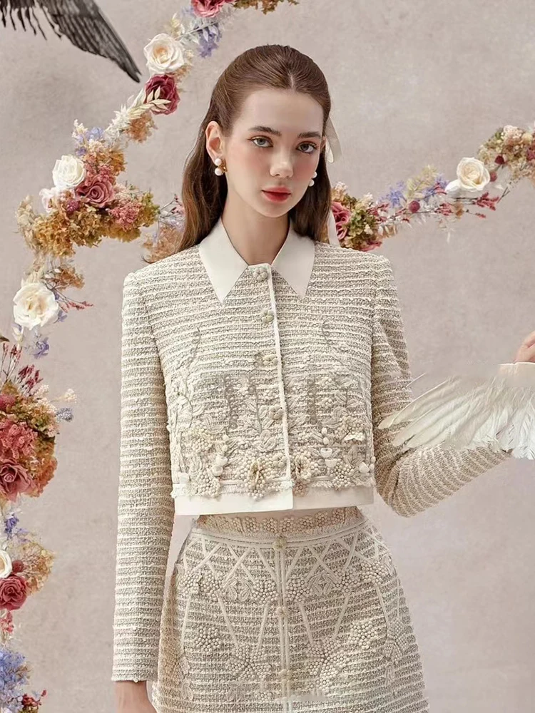 DEAT Элегантный комплект из 2 предметов с 3D цветком контрастного цвета короткий топ