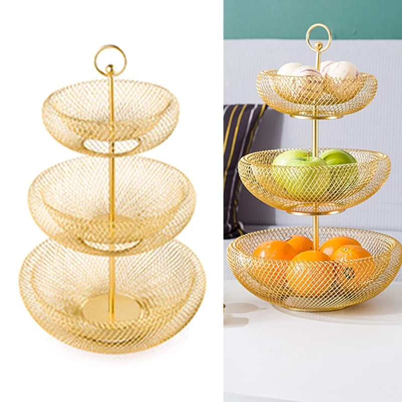 

3 Tier Fruit Basket Bowl Vegetables Organizer for Kitchen Detachable Metal Storage Stand Holder for Counter Hanging