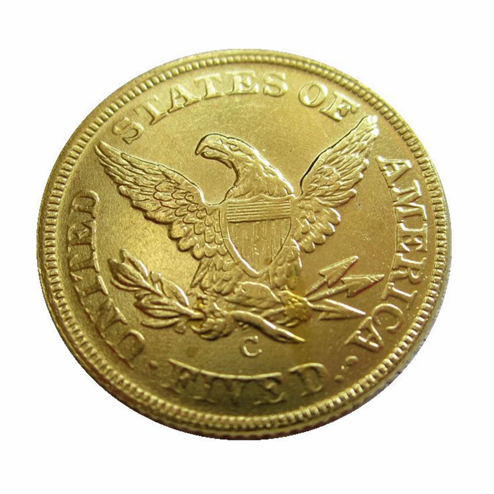 

США 1841 P, C, D, $5 позолоченная (половина Eagles) копия монеты с головой свободы