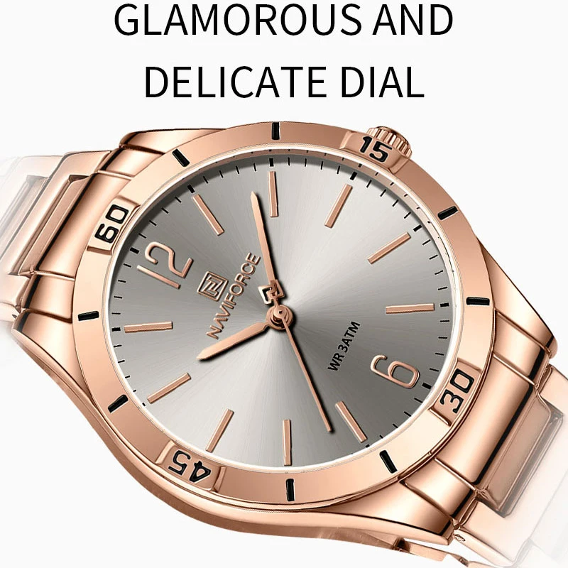 NAVIFORCE Women Watches Stainless Steel Waterproof High Quality Quartz Ladies Watch Personality Wristwatches Relogio Feminino