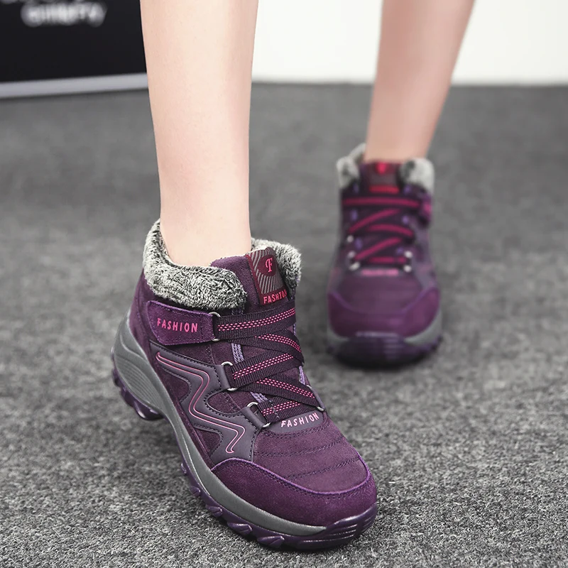 Women Warm Fur Non-slip Outdoor Shoes Winter Snow Ankle Boots Casual Boots