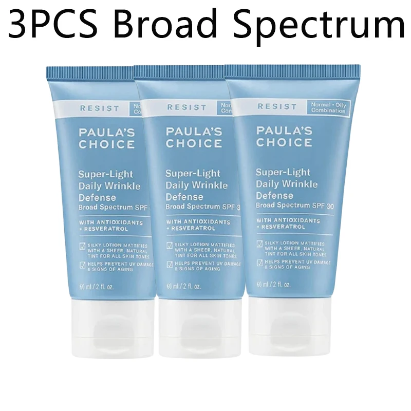 

3PCS Paulas Choice RESIST Super-Light Daily Wrinkle Defense SPF 30 Tinted Face Moisturizer Sunscreen for Oily Skin