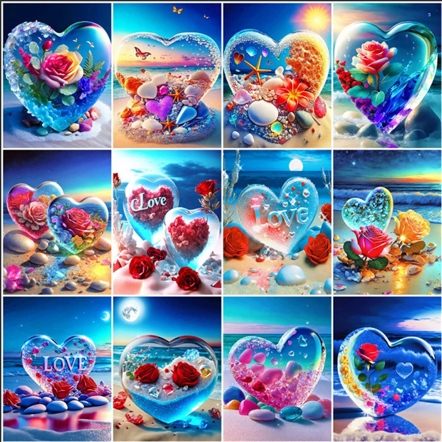 Алмазная 5D Вышивка сделай сам картина с изображением морского берега сердца