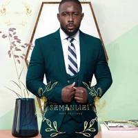 szmanlizi green casual business mens 3 pieces suits slim fit peaked lapel groom tuxedos for wedding best man blazervestpants
