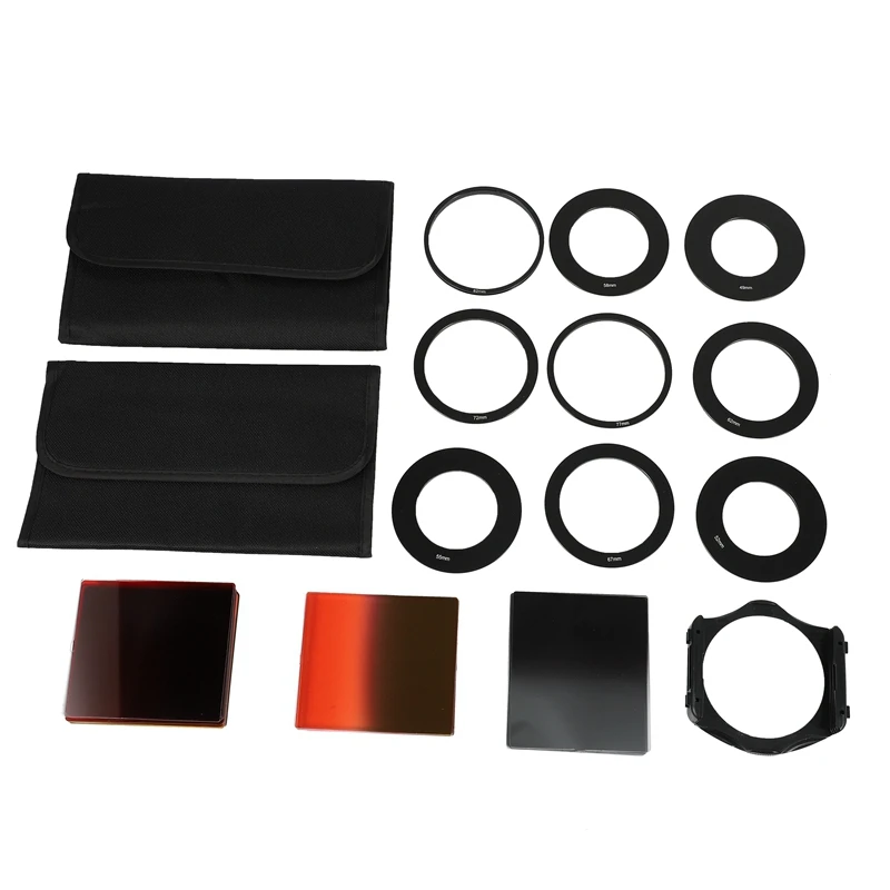 

24pcs Square Full + Graduated Filter Set + 9 Size Adapter Ring Filter Holder for cokin p series LF78