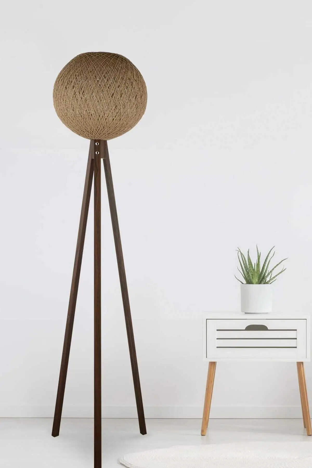 

Jute Floor Lamp Round Header Floor Lamp Linen Rope Lampshade Wood 3 Legs Tripod Lamp Lamparas De Pie Lampes sur pied