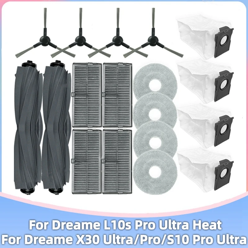 18ШТ для Dreame L10s Pro Ultra Heat/X30 Ultra/X30 Pro/S10 Вакуумные запчасти Ролик Боковая щетка Фильтр