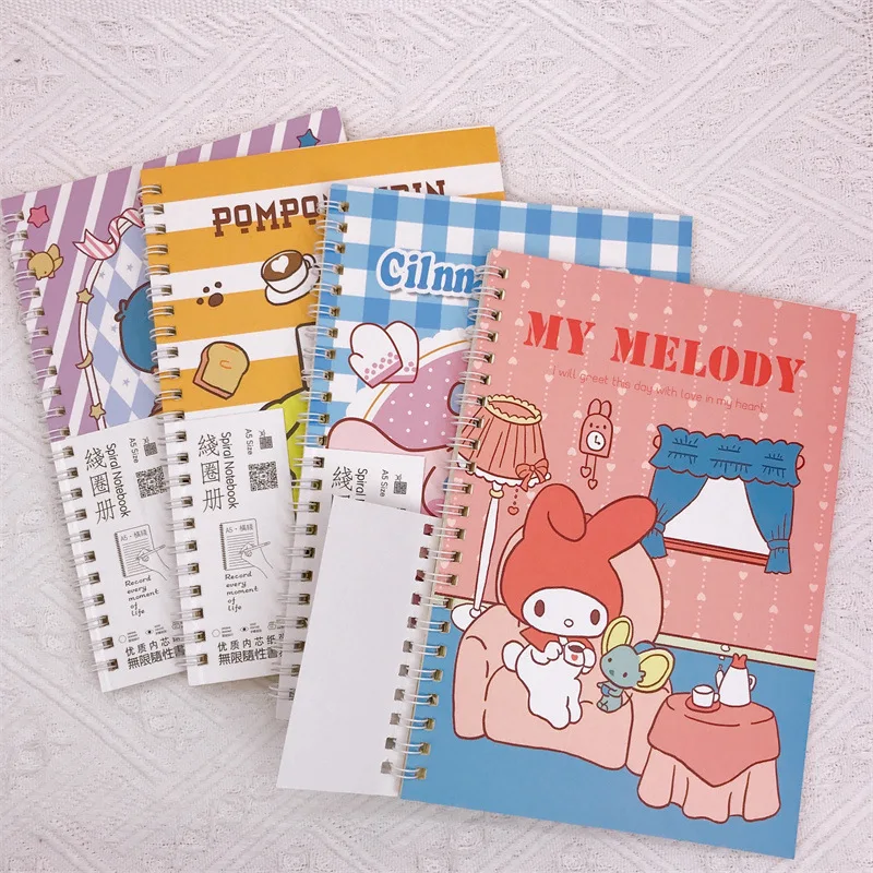 

Kawaii Sanrio Cartoon Coil Notebook Notepad Cute Cinnamoroll Rollover Coil Notebook Christmas Creative Birthday Gifts