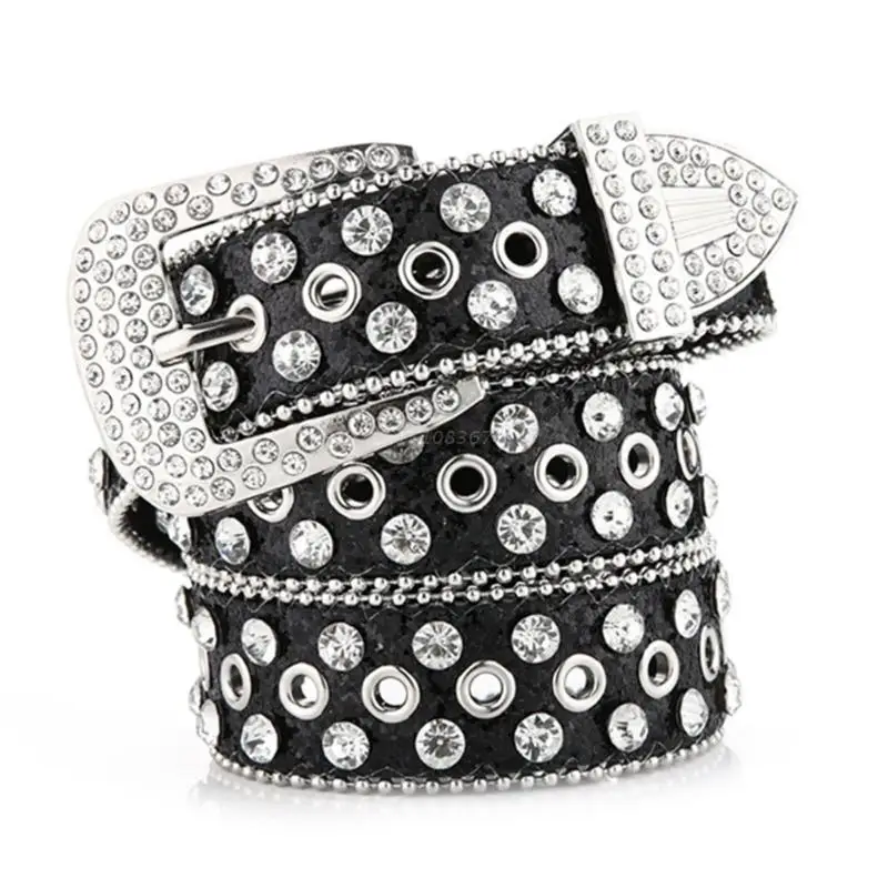 

Shinning Rhinestones Waist Belts for Adult Adjustable Belt for Women Cow-boy Cowgirl Straps Female Jeans Skirt Waistband