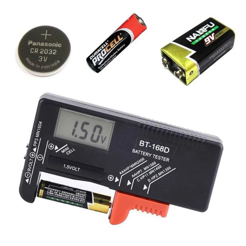 

AA/AAA/C/D/9V/1.5V Digital Household Volt Battery Tester LCD Capacity Checker Batteries Diagnostic Power Tool