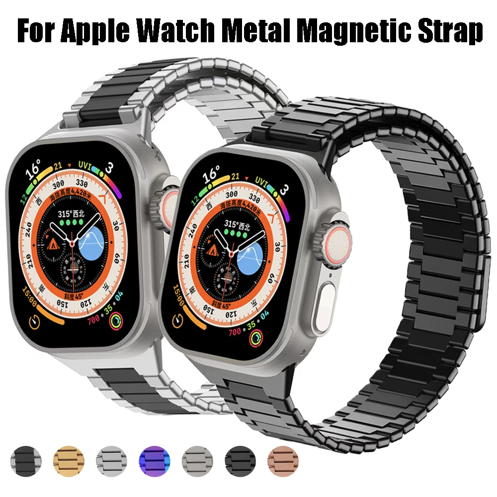 

Магнитный ремешок для Apple Watch Band 44 мм 40 мм 45 мм 41 мм 49 мм, металлический браслет из нержавеющей стали для IWatch Series 6 5 3 Se 7 8 Ultra