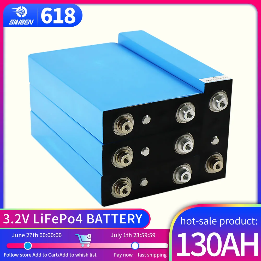 

Grade A Lithium Iron Phosphate Prismatic Cell 3.2V 130Ah Recargable Lifepo4 Battery Pack Suit for Solar Energy System RV Vans