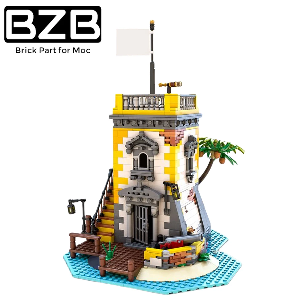 

BZB MOC-71657 Sabre Island Anno Domini 2021 Building Blocks Set Military Navy Barracuda Bay Fortress Pirate 21322 DIY Brick Toy