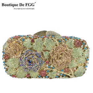 Boutique De FGG элегантный женский клатч с цветами вечерние сумки Свадебные вечерние сумки с кристаллами Сумка-клатч со стразами и сумочками