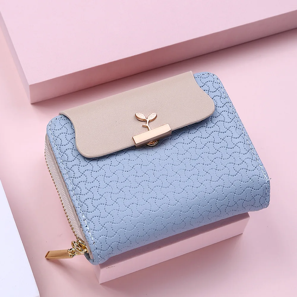 

2023 New Women Wallet Leaf Hasp Clutch Brand Designed Student Mini Coin Purse Female Card Holder Money Bag Carteras Para Mujer