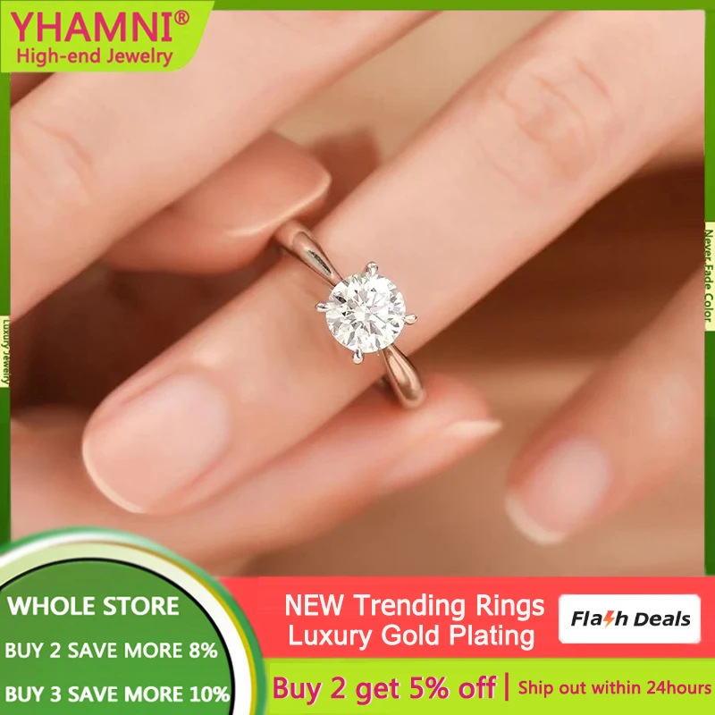 

With Credentials Pure White Gold Color Ring Solitaire 2.0ct Cubic Zircon Wedding Band Rings For Women Anniversary Gift Jewelry