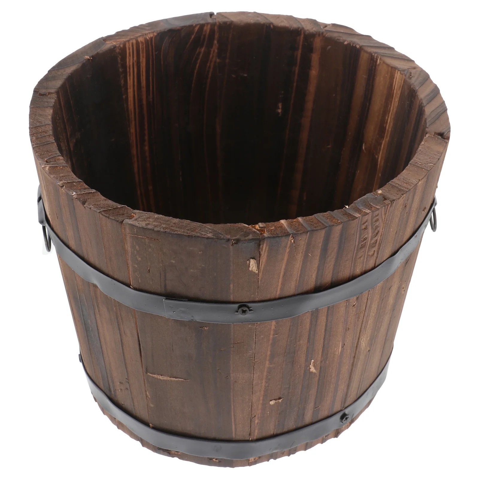 

Planter Wooden Flower Pot Planters Bucket Pots Rustic Outdoorgarden Wood Round Succulent Box Whiskey Largeretrobarrels