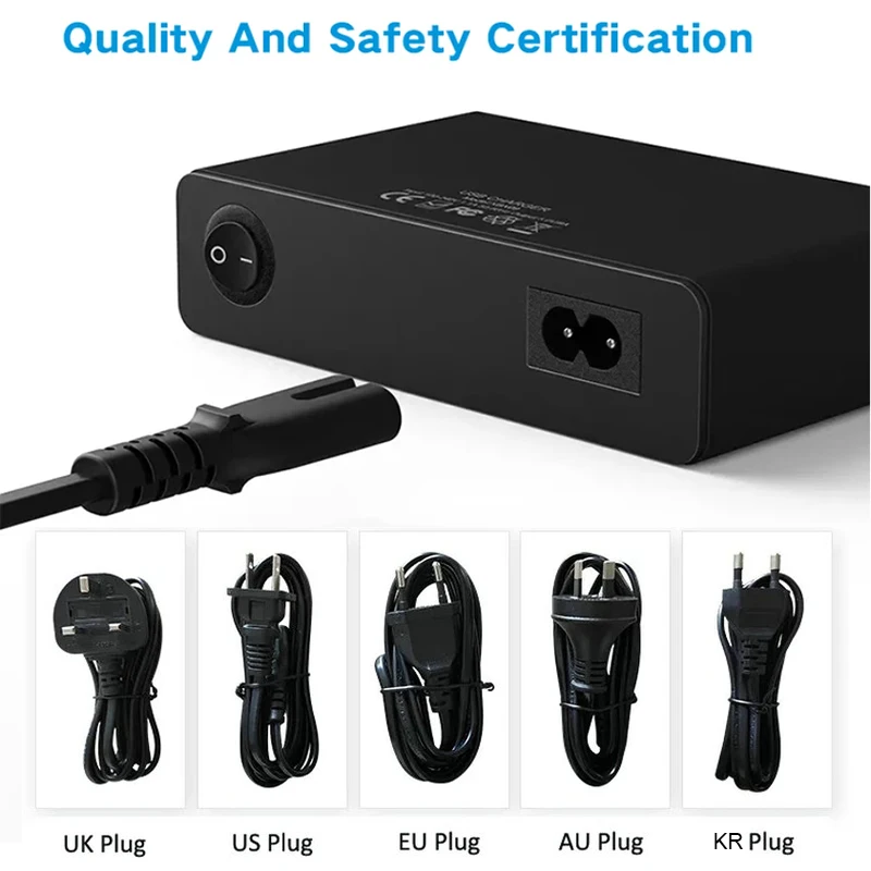 65W Fast Charge Portable Charger Type C PD 20W Quick Adapter 10/5/6Port Multi USB Dock Station For IPhone Samsung Xiaomi Huawei