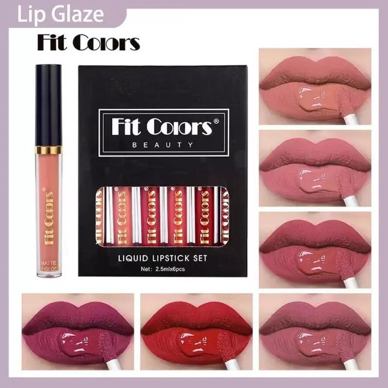 

NEW2023 Lip Gloss Set 6 Colors Matte Liquid Lipstick Red Velvet Waterproof Long Lasting Lipgloss Pigment Lip Makeup Cosmetics