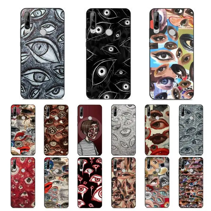 

YNDFCNB Scary Face Eyes Phone Case for Huawei Y 6 9 7 5 8s prime 2019 2018 enjoy 7 plus