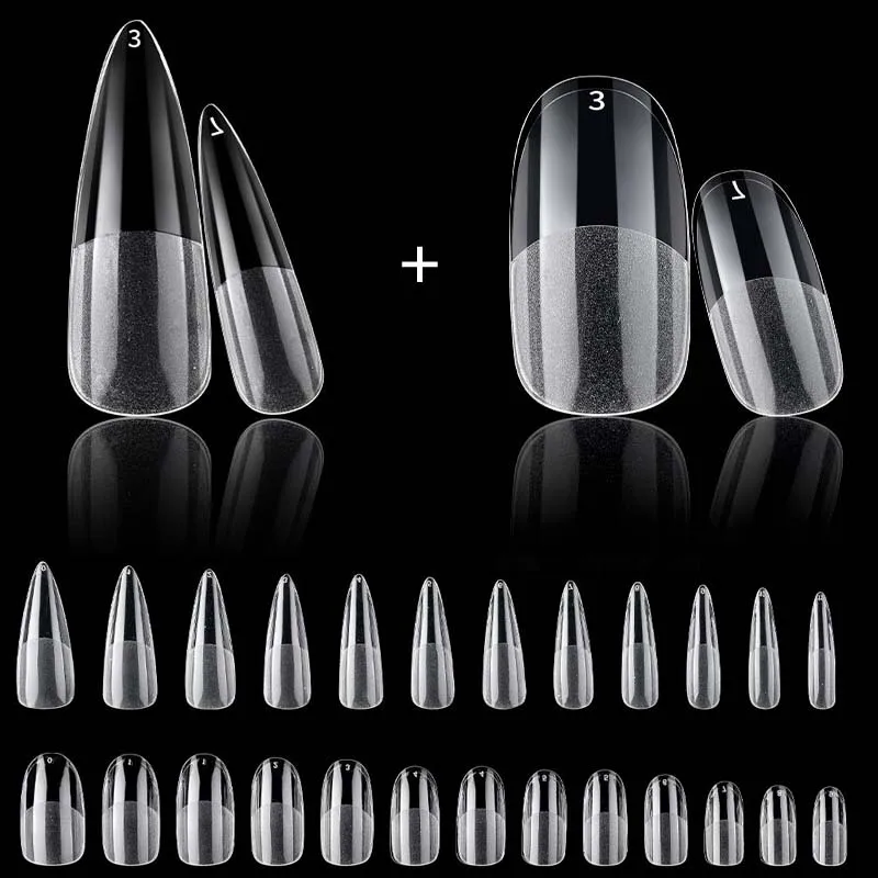 

240Pcs False Nail Pose Americaine Ongles Almond Press on Nails Soft Gel Fake Nails Extension Systerm Square Nail Capsule Tip