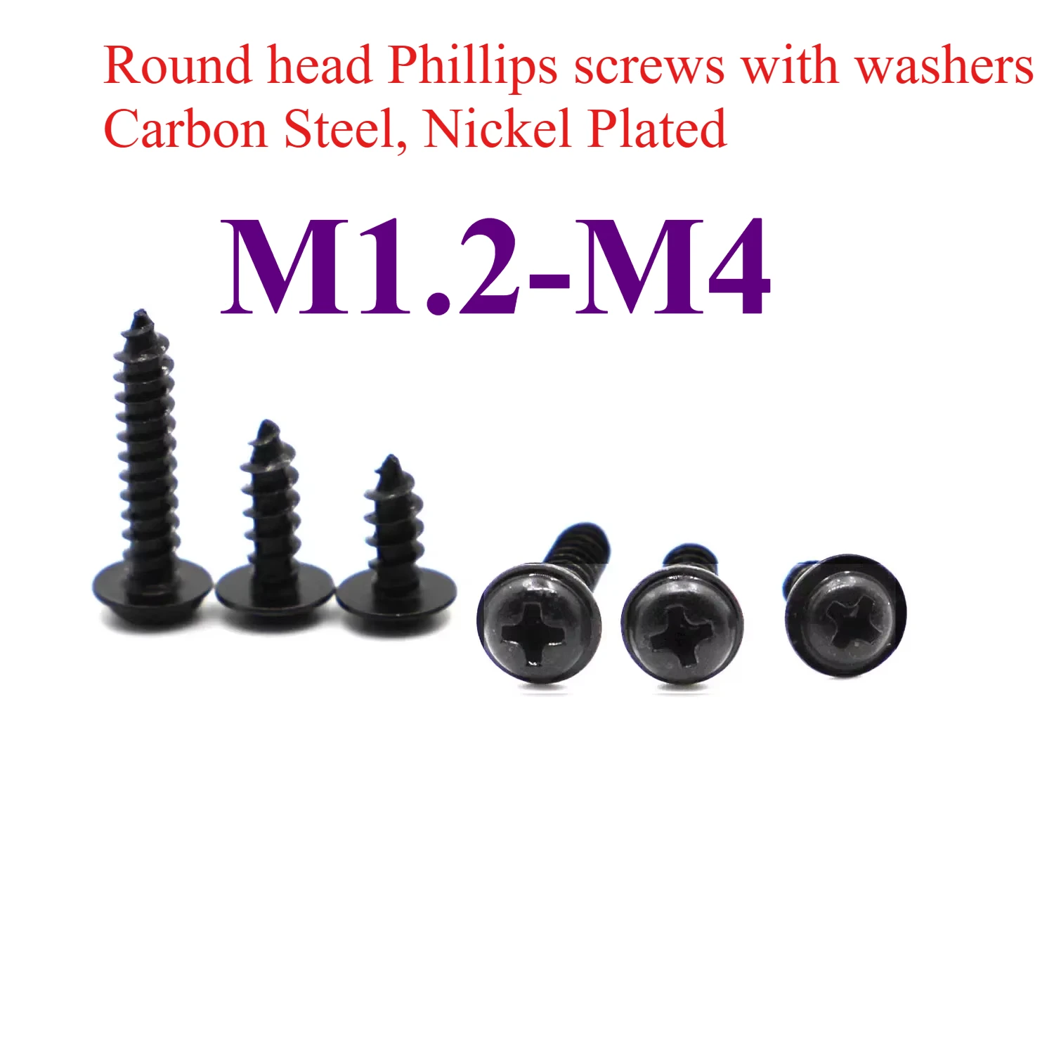 

KEETOGETHER Саморезы PWA из углеродистой стали M1.2 M1.4 M1.7 M2 M2.2 M2.6 M3 M3.5 M4