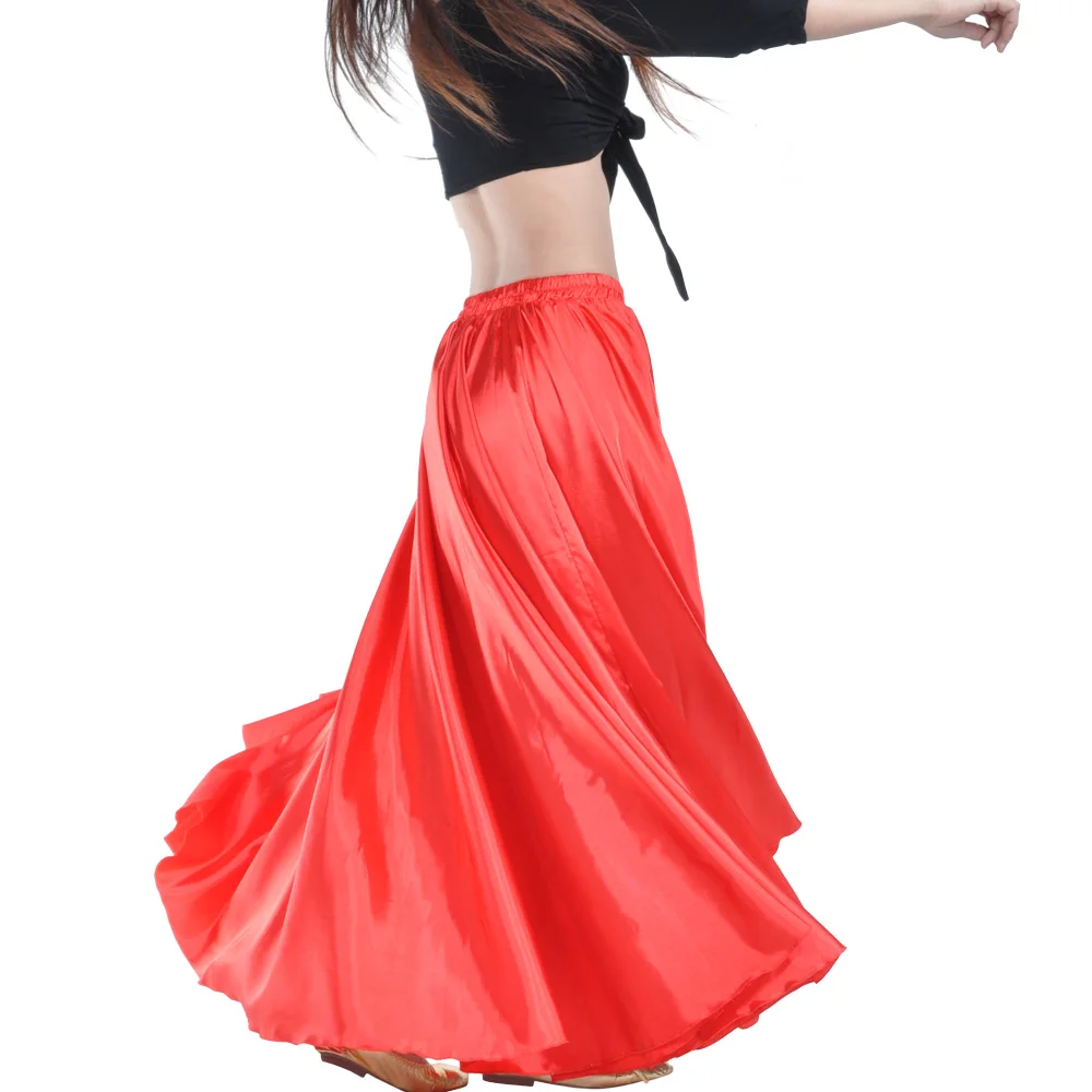 

Meqeiss 2023 New Shining Satin Long Spanish Skirt Swing Dancing Skirt Belly Dance skirt Sun Skirt 14 Colors Available VL-310