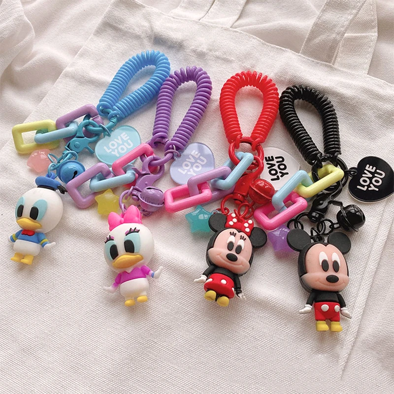 Disney Mickey Mouse Keychain Ladies Fashion Cute Romantic Vintage Acrylic Keychain Charm Korea 90s Aesthetic Bag Phone Chain New