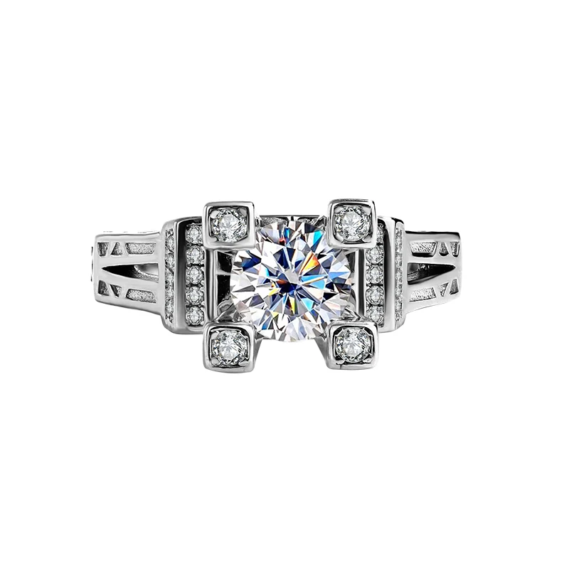 S925 Sterling Silver Luxury Paris Tower moissanite Ring for Women 1 Carat Anti real Diamond Ring