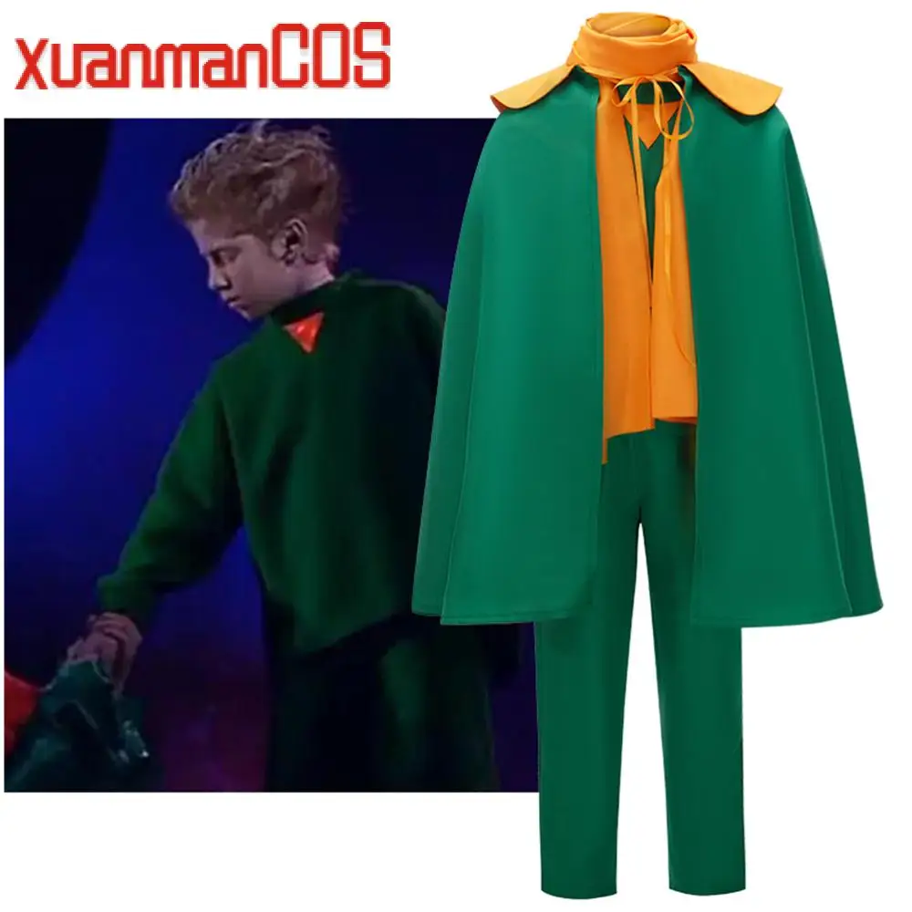 

Anime Le Petit Prince Cosplay Costume with Orange Scarf Green Top Cloak Pants Kids Boys Outfits XS-XL for Children Halloween